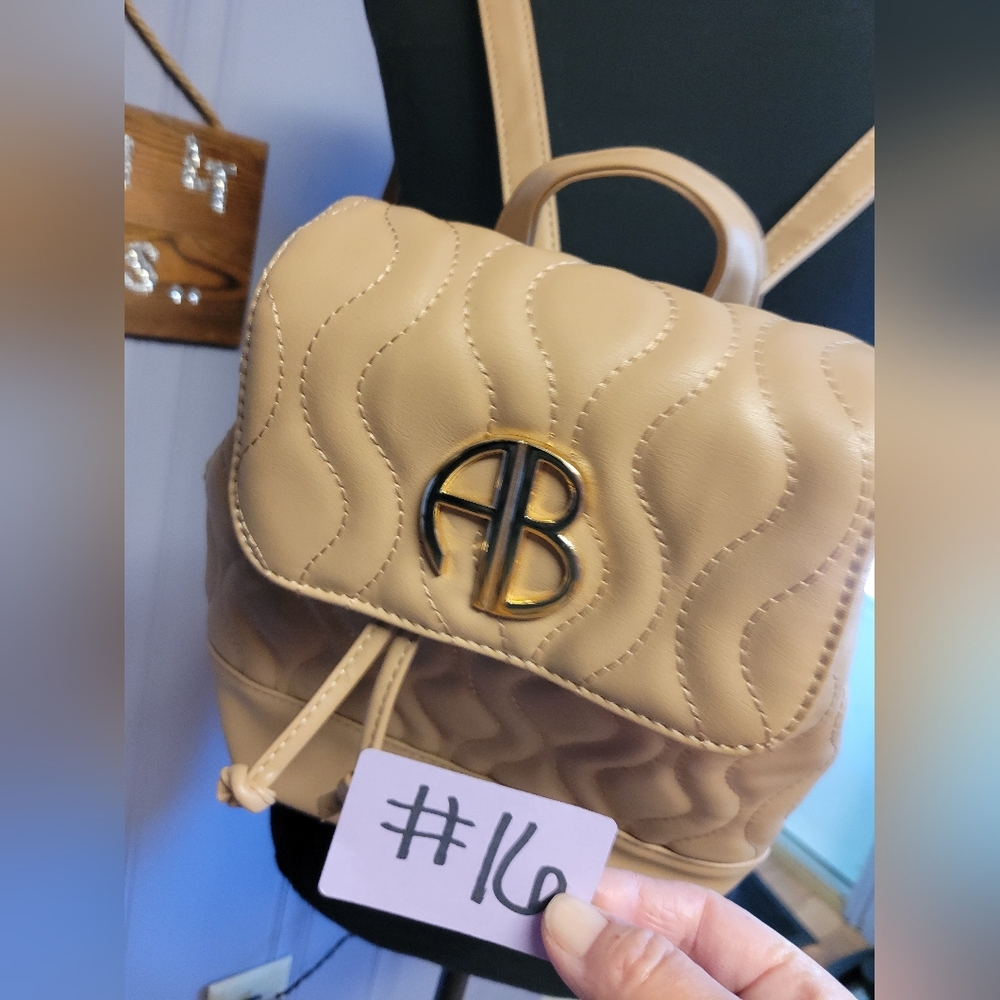 Alexis Bendel Beige Quilted Women's Backpack - Picture 9 of 10
